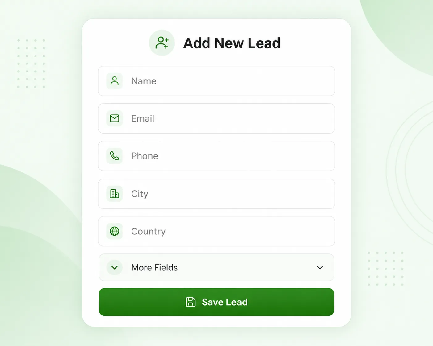 PloverCRM lead capture form screen