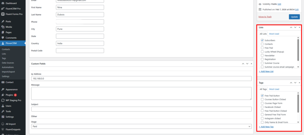 Lists and Tags 2 Group 32 - Plover CRM