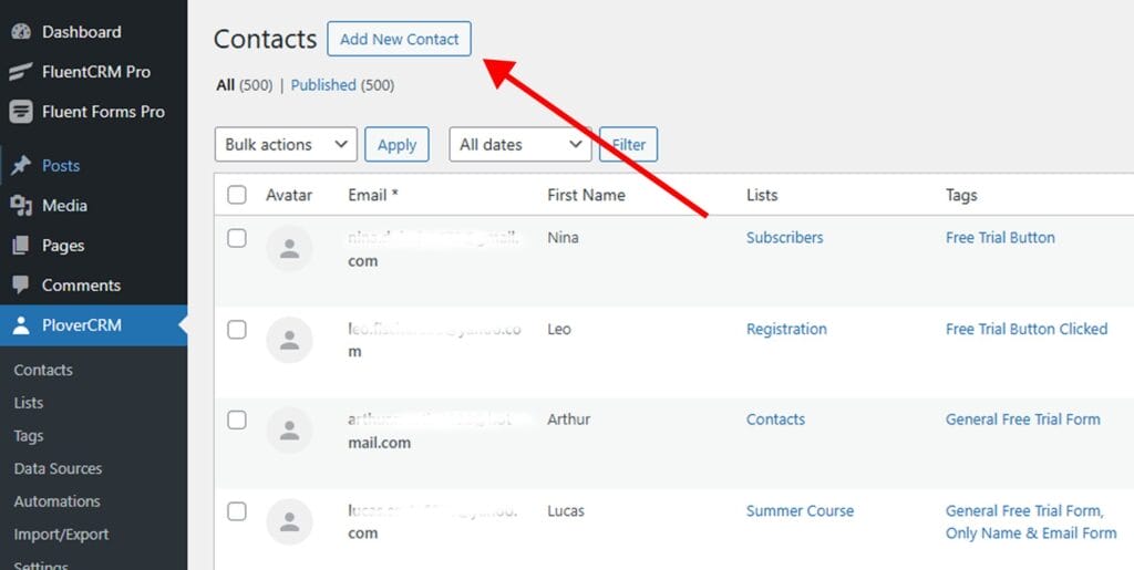 Creating Contacts Manually 1 Add New Contact