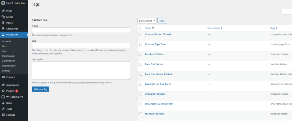 Creating and Managing Tags 1 Add New Tag screen