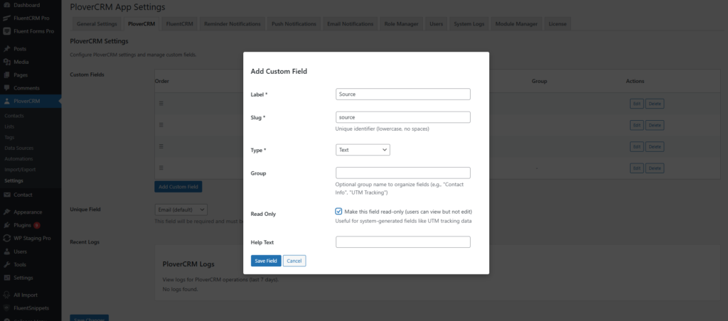 Creating Custom Fields 2 image 25 - Plover CRM