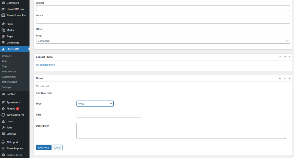 Adding Notes to Contacts 1 Add Note