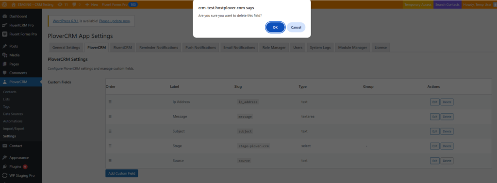 Deleting Custom Fields 1 image 28 - Plover CRM